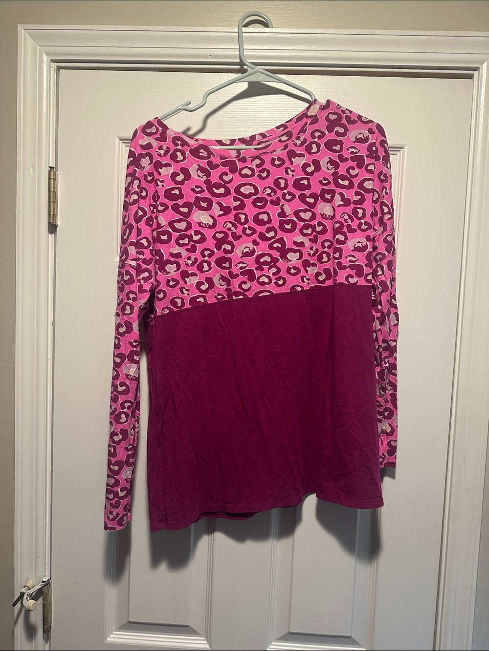 Lilly Pulitzer Pink Fuchsia Colorblock Leopard Print Long Sleeve Top